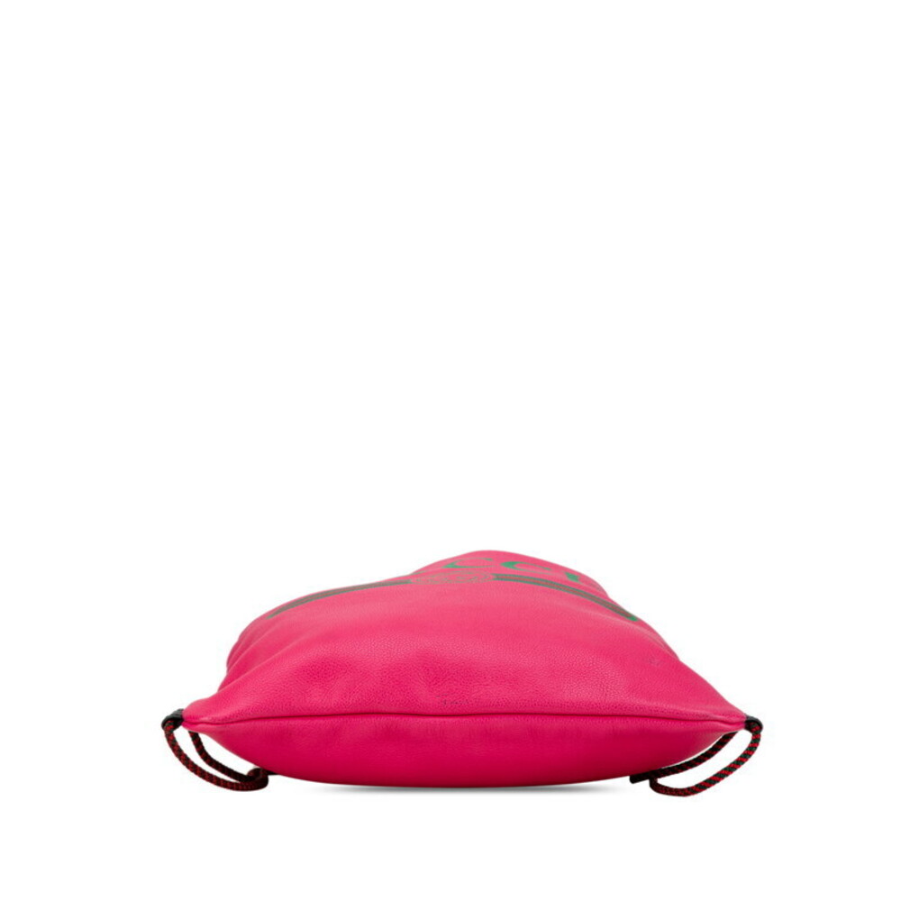 Gucci Logo Drawstring Backpack Knapsack Pink Leat… - image 3